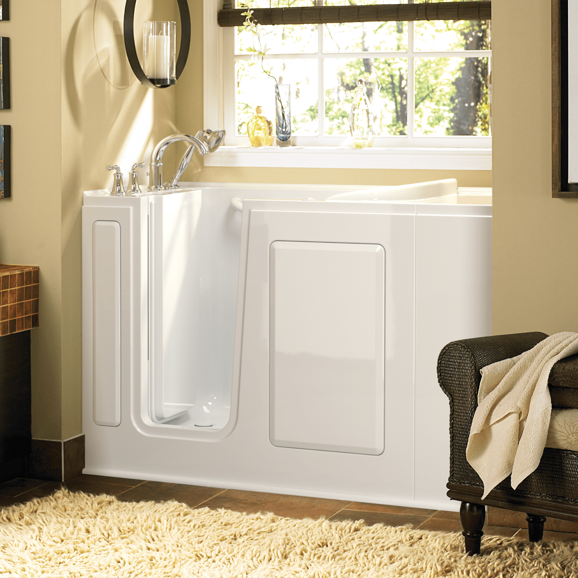Gelcoat 28x48 Inch Walk in Bathtub with Air Spa System   Left Hand Door and Drain WIB WHITE